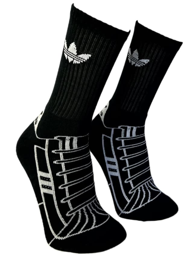 meia tenis branca laranja preta