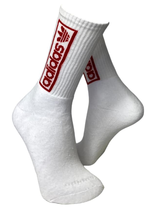 meia adidas vermelha e branca