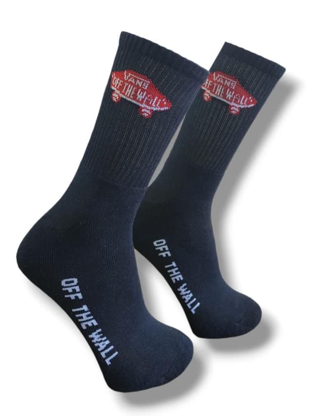 Meia Vans Off The Wall Preto e Vermelho